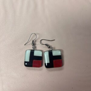 Glass square earrings